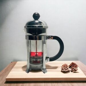 Vintage BODUM French Press 7.5" Stainless Steel Glass Coffee Maker Pot Excellent